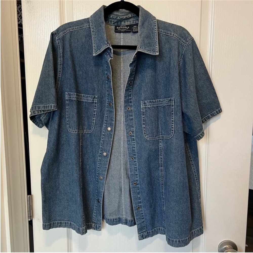 Sonoma Denim Short Sleeve Button-Down Snap Front Collared Shirt Size 20 20W